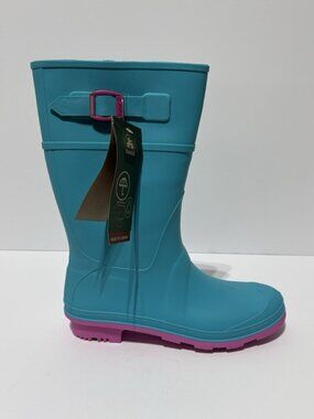 Kamik Youth Raindrops Teal Blue Rain Boots, Girls’ Size 6 M
